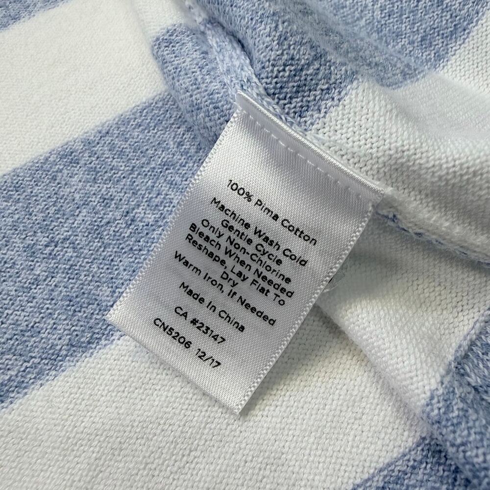 Talbots Longline Cardigan Duster Size Small Blue White Stripe 100% Pima Cotton - Picture 10 of 13